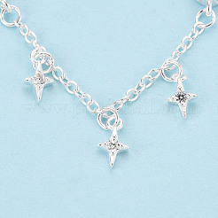 925 Sterling Silver Micro Pave Clear Cubic Zirconia Chain Extenders&nbsp;STER-N016-54S