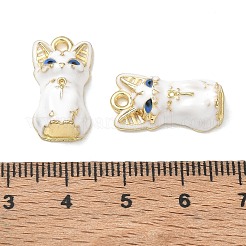 合金エナメルチャーム  猫の形のチャーム  ラックめっき  カドミウムフリー＆ニッケルフリー＆鉛フリー  ゴールドカラー  ホワイト  20x10.5x5.5mm  穴：1.6mm&nbsp;AL-CBA4262-02G-01