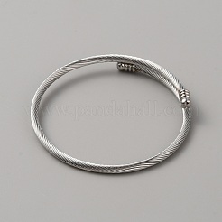 304 Stainless Steel Round Rope Chain Cuff Bangle for Women&nbsp;LS-BJEW-WH0020-36P
