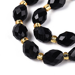 Natural Black Obsidian Beads Strands&nbsp;G-N342-35-8x6-01