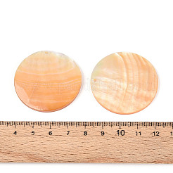 天然黄色のシェルペンダント  ディスクチャーム  桃パフ  40x2~5mm  穴：1.6mm&nbsp;BSHE-T014-36B