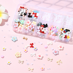 DIYネイルアートデコレーションキット  ABSプラスチック模造真珠と不透明樹脂カボションを含む  花と蝶結びと半円形  ミックスカラー  3~10.5x3~11x2~5mm  480個/セット&nbsp;DIY-SP0005-05