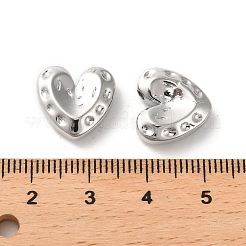 真鍮チャーム  カドミウムフリー＆ニッケルフリー＆鉛フリー  ハート  プラチナメッキ  13.5x14x5mm  穴：1.6mm&nbsp;KK-P260-17P