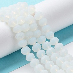模造翡翠ソリッドカラーガラスビーズ連売り  多面カット  艶消し  ロンデル  ライトシアン  8mm  穴：1mm  約60~62個/連  39~40cm&nbsp;EGLA-A034-J8mm-MD06