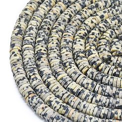 天然石ダルメシアンジャスパービーズ連売り  艶消し  ディスクビーズ  ヒシビーズ  6~6.5x1~1.5mm  穴：0.9mm  約242~244個  15.16~15.35インチ（38.5~39cm）&nbsp;G-P575-B03-6x1mm