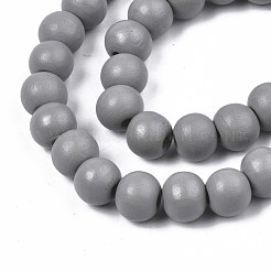 Painted Natural Wood Beads Strands&nbsp;WOOD-S053-54M