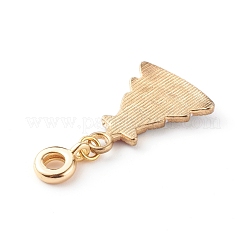 クリスマス合金エナメルペンダント  真鍮製のチューブベイ付き  クリスマスツリーのチャーム  ゴールドカラー  22x16x2mm  穴：3mm&nbsp;PALLOY-JF00709-02