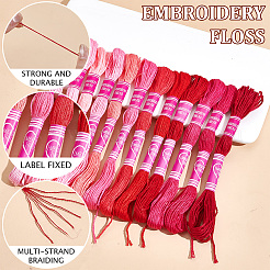 12本撚りのポリコットン（ポリエステル綿）刺繍糸6玉  クロスステッチの糸  グラデーションカラー  レッド  0.8mm&nbsp;DIY-CY0002-94E
