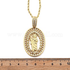 Brass Cubic Zirconia Pendant Necklaces for Women&nbsp;NJEW-U034-01C-G