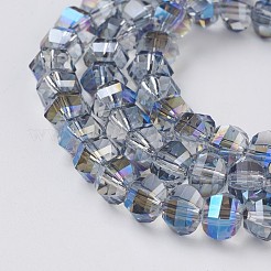 電気メッキガラスビーズセット  多面カット  ロンデル  フル虹メッキ  スチールブルー  8x6mm  穴：1.2mm  約78~79個/連  18.9インチ（48cm）&nbsp;EGLA-L012-A-FR02