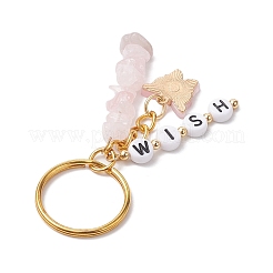 Alloy Enamel Acrylic with Natural Rose Quartz Keychain&nbsp;KEYC-JKC00806-02