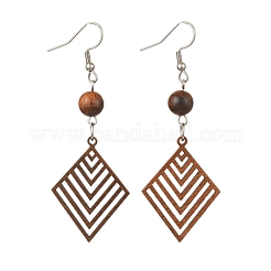 6 Pairs 6 Styles Natural Walnut Wood Dangle Earrings for Women&nbsp;EJEW-JE06101