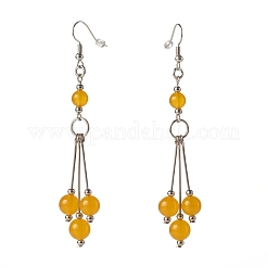 Natural Malaysia Jade Ball Beads Long Dangle Earring for Lady&nbsp;EJEW-JE04680-03