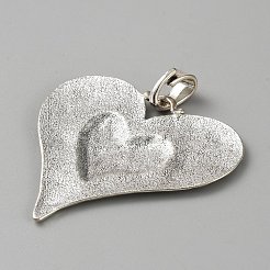 合金ビッグサイズペンダントトップ  ハート  プラチナ  60x64.5x2.5mm  穴：11.5x5mm&nbsp;FIND-WH0139-428P