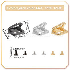 12セット3色の亜鉛合金ダブルDリング留め金  ウェビングバックル  DIYバッグハンドルアクセサリー用  ミックスカラー  2.55x2.45x1.95cm  穴：2.3mm  4セット/カラー&nbsp;FIND-WR0010-83