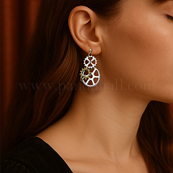 2 Pairs Alloy Toothed Wheel Dangle Stud Earrings&nbsp;EJEW-HY0001-19A