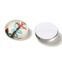 舵＆アンカー印刷ガラスカボション  半円/ドーム  ミックスカラー  10x4mm&nbsp;GGLA-A002-10mm-WW