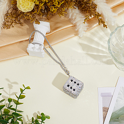 1Pc Dice Metal Rhinestone Car Pendant Decorations&nbsp;HJEW-CN0001-45A