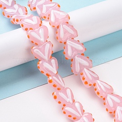 Heart Handmade Lampwork Beads Strands&nbsp;LAMP-G150-01D