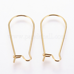 316サージカルステンレススチールフープピアス金具  18KGP本金メッキ  25x12x0.5mm  ピン：0.7mm&nbsp;STAS-TAC0002-02G