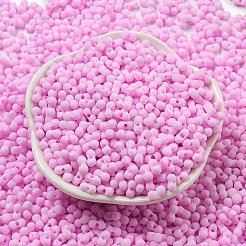 マカロンカラー不透明フロストガラスシードビーズ  ピーナッツ  パールピンク  6x3x3mm  穴：1.2mm  約4000個/ポンド&nbsp;SEED-K009-12B-05