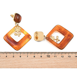 304 Stainless Steel & Resin Stud Dangle Earrings for Women&nbsp;SA-CBA717A-01G-05