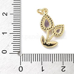 Brass Micro Pave Cubic Zirconia Pendants&nbsp;KK-K368-61G