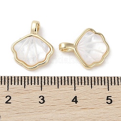 Brass Pave Shell Charms&nbsp;KK-G491-38G