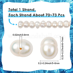 1連売り天然ケシパールビーズ連売り  養殖淡水パール  オーバル  貝殻色  6~7x5~6mm  穴：0.6mm  約70~73個/連  15.16インチ（38.5cm）&nbsp;PEAR-SC0001-38