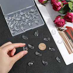 ファセットティアドロップガラスペンダント40個。  透明  22x13x7mm  穴：1mm&nbsp;GLAA-SP0001-11B