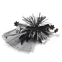 新年パーティー用アイロンヘアクリップ  メッシュ  ペットと金の玉ねぎの布のヘアアクセサリー  スター  65x100x16mm&nbsp;LS-OHAR-R102-01F