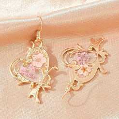 Alloy & Dried Flower Dangle Earrings&nbsp;AL-Z001-01G-01