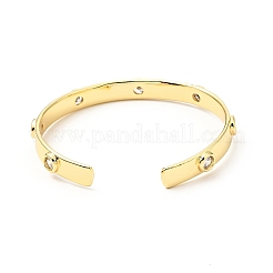 Clear Cubic Zirconia Flat Round Open Cuff Bangle&nbsp;BJEW-J165-07G