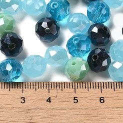 ガラスビーズ  多面カット  ロンデル  スチールブルー  10x8mm  穴：1mm  約560個/500g&nbsp;EGLA-A034-LM10mm-58