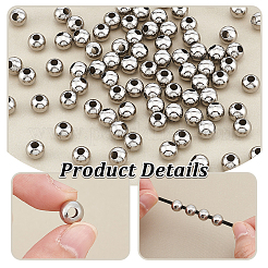 200Pcs 304 Stainless Steel Round Seamed Beads&nbsp;FIND-UN0016-49