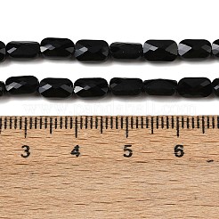 オペークガラスビーズ連売り  長方形  多面カット  ブラック  7x4.5x3.5mm  穴：0.9mm  約79~80個/連  21.65''~22.24''（55~56.5センチメートル）&nbsp;GLAA-Z018-D25