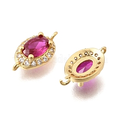 Brass Pave Cubic Zirconia Oval Connector Charms&nbsp;KK-C255-09A-02