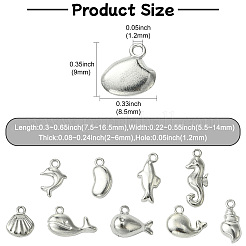 40Pcs 10 Style Ocean Theme 304 Stainless Steel Charms&nbsp;STAS-CJ0002-76