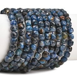 天然カヤナイト/シアナイト/ジステンビーズ連売り  キューブ  多面カット  4~5x4~5x4~5mm  穴：0.7~0.8mm  約83~85個/連  14.96~15.20''（38~38.6センチメートル）&nbsp;G-B193-A02-01