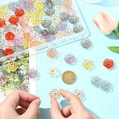 80個8色プラスチックビーズ  花  ゴールドライン入り  ミックスカラー  19~19.5x8~8.5mm  穴：2mm  10個/カラー&nbsp;KY-FS0001-46