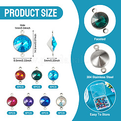 42Pcs 7 Colors Glass Cone Connector Charms&nbsp;STAS-TA0006-10