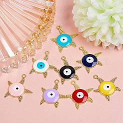16Pcs 8 Colors Alloy Enamel Pendants&nbsp;ENAM-SZ0001-38LG