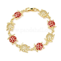 Brass Micro Pave Clear Cubic Zirconia Link Bracelets for Women&nbsp;BJEW-H209-05G