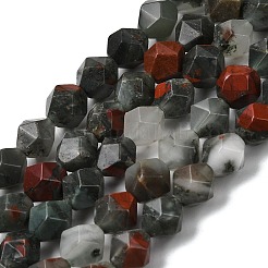 天然のアフリカブラッドストーンビーズ連売り  スターカットラウンドビーズ  多面カット  9~10x9~10x9~10mm  穴：1~1.4mm  約38~40個/連  14.88''（15.08''センチメートル）&nbsp;G-Z119-A28-03