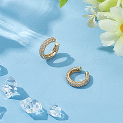 C-Shaped Brass Micro Pave Cubic Zirconia Cuff Earrings&nbsp;EJEW-WH0519-27B