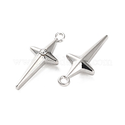 ラックメッキ合金ラインストーンペンダント  クロスチャーム  プラチナ  25x10.5x5mm  穴：1.6mm&nbsp;FIND-M038-17P