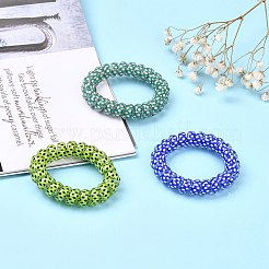 印刷されたプラスチック製の電話コード弾性ヘアネクタイ  ポニーテールホルダー  ミックスカラー  35mm&nbsp;OHAR-R111-15