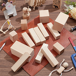 30Pcs 4 Styles Unfinished Wood Craft Block&nbsp;WOOD-OC0004-47