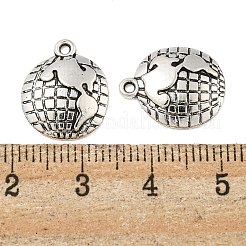 チベットスタイル亜鉛合金地球チャーム  鉛フリー＆カドミウムフリー  アンティークシルバー  12x16x3mm  穴：1.5mm  約500個/500g&nbsp;TIBEP-R334-307AS-RS