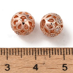 Rack Plating Brass Pave Cubic Zirconia Beads&nbsp;KK-M285-32C-RG